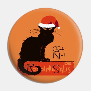 Le Chat Noel Christmas Parody Distressed Cut Out Pin