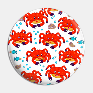 Illustration of cute red crabs. Pin