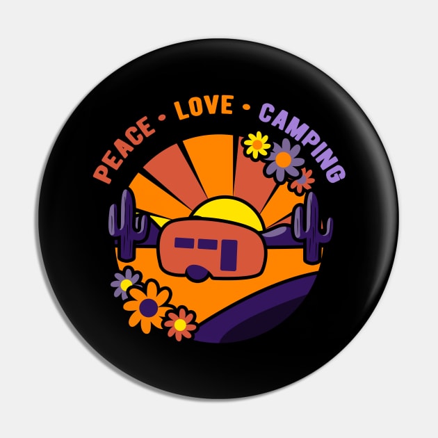 Peace Love Camping Caravan Grandma Renter Gift Pin by Shirtglueck