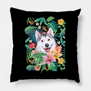 Tropical Siberian Husky 7 Pillow
