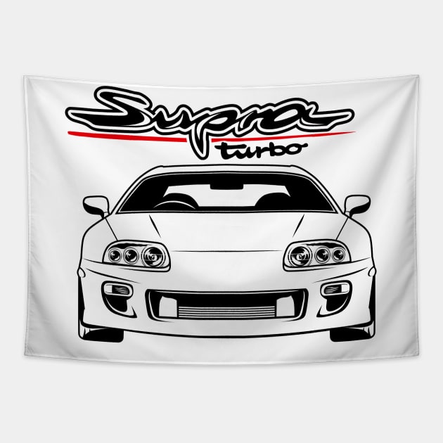 Super car Supra 4th Generation JZA80 mk4 black front Tapestry by creative.z