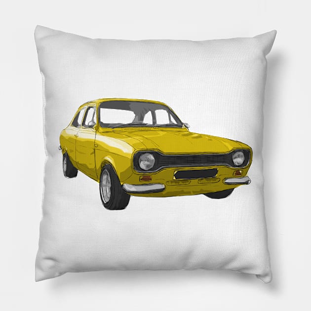 Classic Escort MK1 Yellow Pillow by jdm1981