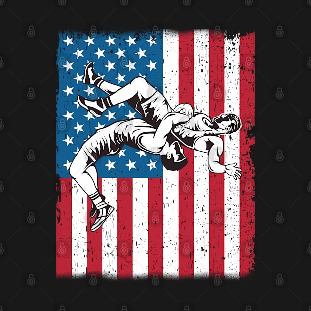 Wrestling - Wrestlers American Flag by Kudostees