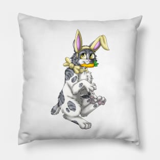 Bobtail BunnyCat: Grey Bicolor Tabby (Yellow) Pillow