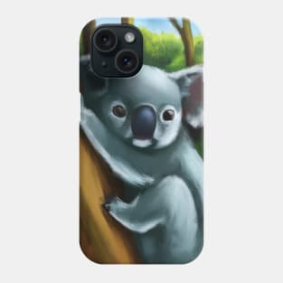 A koala hanging from a tree Phone Case