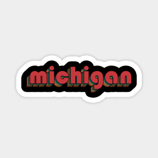 Michigan - Retro Rainbow Typography Style 70s Magnet