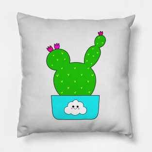 Cute Cactus Design #132: Cute Cactus With Flowers In Cloud 9 Pot Pillow