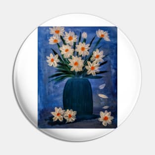 Daisy's in turquoise glass vase Pin