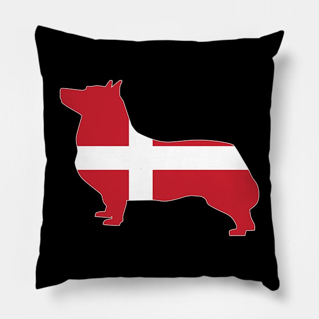 Swedish Vallhund Denmark Flag Filled Pillow by DPattonPD