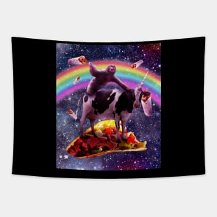 Space Sloth Riding Cow Unicorn - Taco & Burrito Tapestry