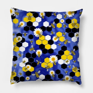 HONEYCOMB Bees And Flowers Pillow