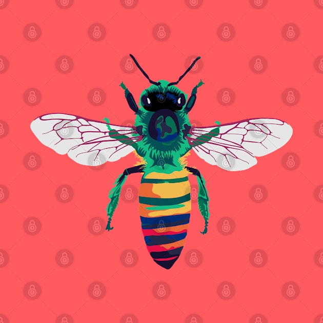 Rainbow Bee Portrait by Slightly Unhinged