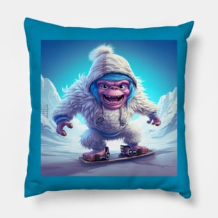 yeti on a snowboard Pillow