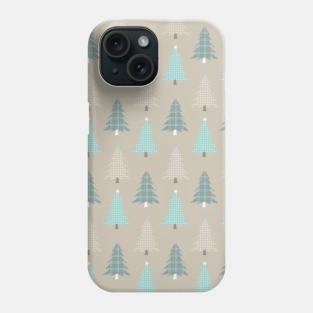 Plaid Christmas Trees Teal Aqua Brown Tan Phone Case