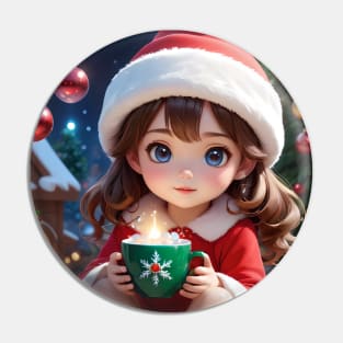 Charming Little Girl in Christmas Attire Pin