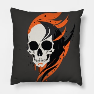 Fire Skull Halloween Pillow