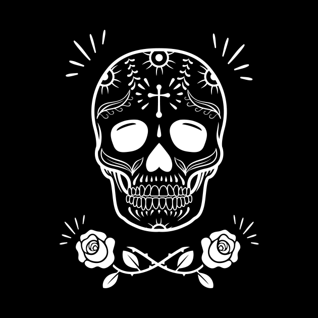 Sugar Skull With Roses by Rike Mayer