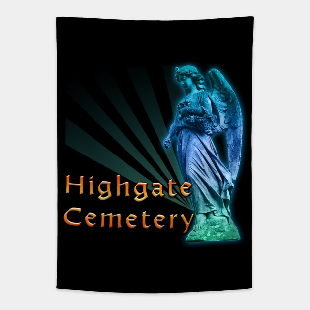 Highgate Cemetery Angel Tapestry by Shawnsonart