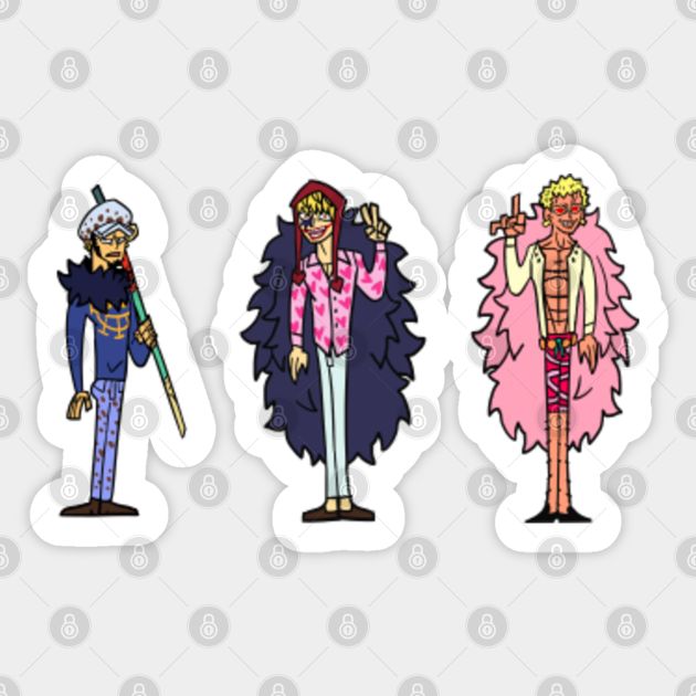 One Piece Total Drama Drama Corazon Doffy Law One Piece Sticker Teepublic Uk