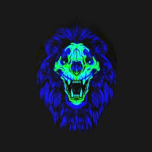 Lion Skull Interactive Green&Blue Filter T-Shirt By Red&Blue T-Shirt