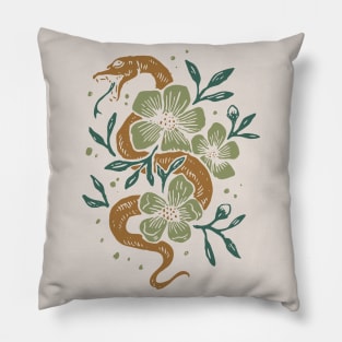 Abstract Mid Century Snake Flowers Pillow