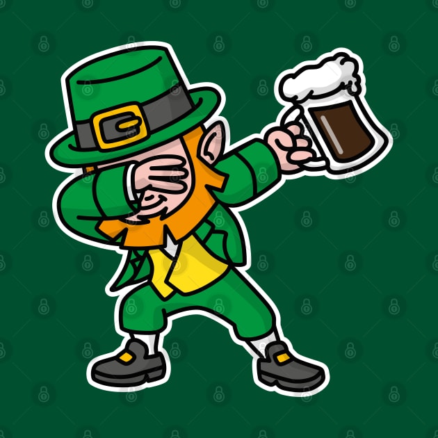 Dab dabbing leprechaun St. Patrick's day pint dark Irish beer by LaundryFactory