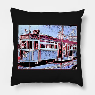 Blue Tram Pillow