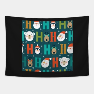 Ho Ho Ho, Christmas, Santa, Reindeer, Polar Bear, Snow Tapestry
