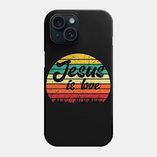 Jesus Is Love, Retro Sunset, Christian Gift, Vintage, Sunset Phone Case