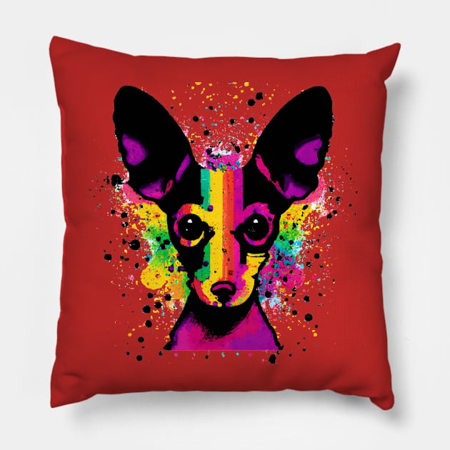 Cute Rat Terrier Puppy Colorful Stencil Arwork Pillow by Furrban