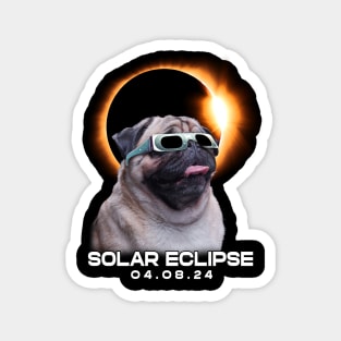 Solar Eclipse Pug Adventure: Chic Tee with Lovable Canine Companions Magnet