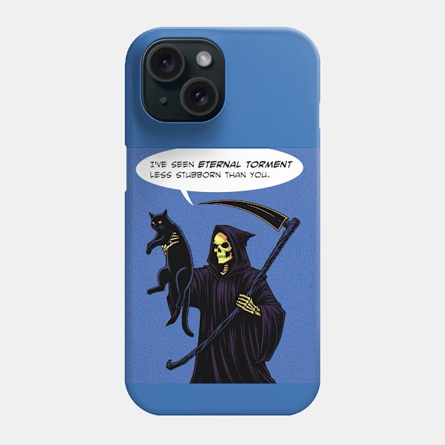 Grim Reaper cat eternal torment Phone Case by Retro Vibe