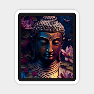 Meditation Buddha Art - painting, and mix drawing, painting and digital Magnet
