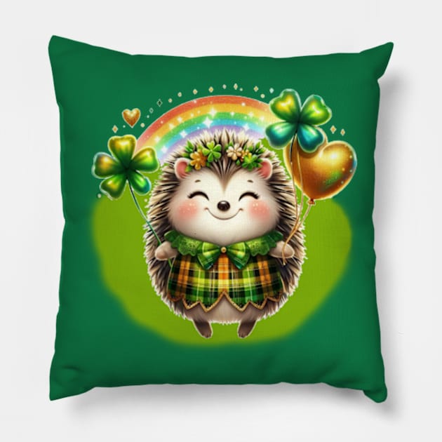 Get this funny St. Patrick's Day Messy Hedgehog T-Shirt for St. Patrick's Day or as an Irish birthday party favor! Wear this lucky Ireland vintage graphic costume for women, ladies, girls and men on St. Paddy's Day Pillow by NOSTALGIA1'