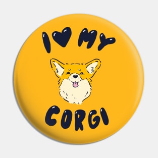 I Love My Corgi Pin