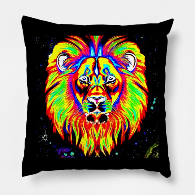 The Lion Dark Rainbow Pillow by BlakCircleGirl