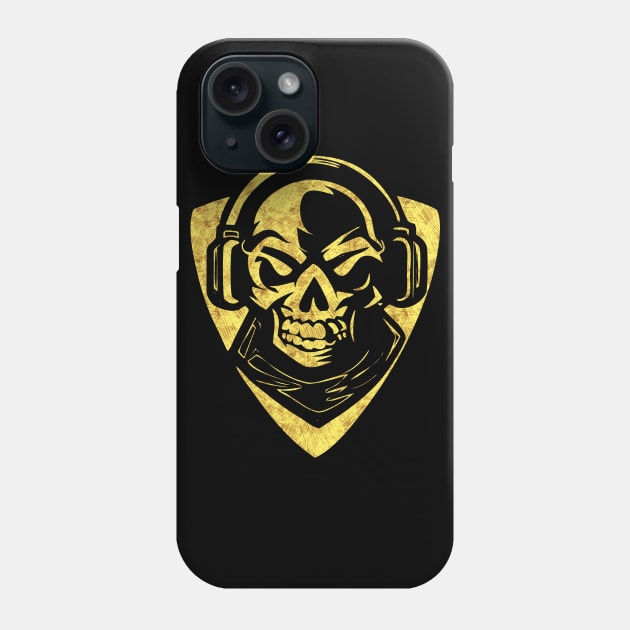 Skull with Headphones Abstract Tribal Tattoo Style Phone Case by Naumovski