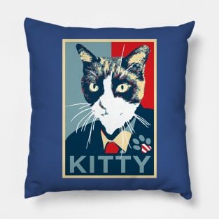 Cat running for president (Obama Hope logo) Pillow