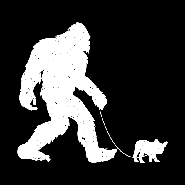 Bigfoot Walking A French Bulldog  Sasquatch Frenchie Love by UNDERGROUNDROOTS