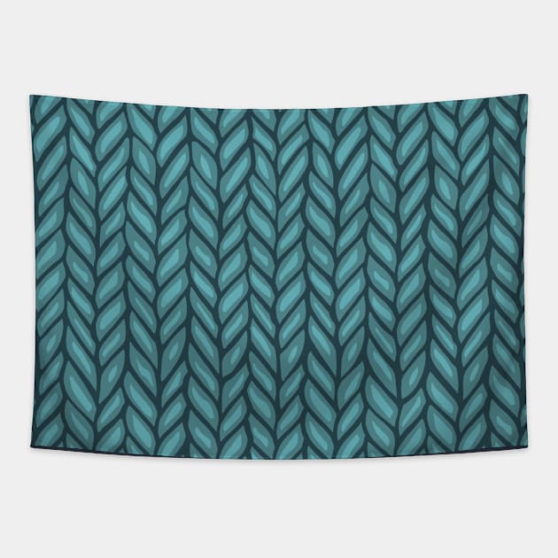 Teal Winter Knit Pattern Drawing Tapestry by Slightly Unhinged