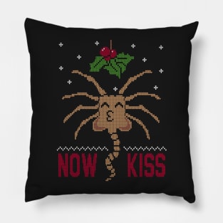 NOW KISS - Ugly Christmas Sweater Pillow