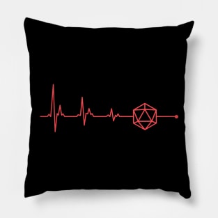 Polyhedral D20 Dice Heartbeat TRPG Tabletop RPG Gaming Addict Pillow