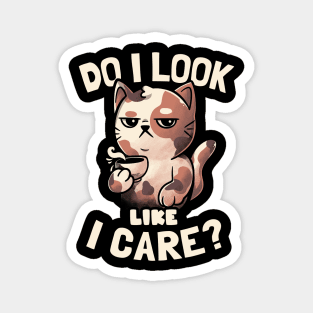 Do I Look Like I Care - Lazy Cute Coffee Cat Gift Magnet