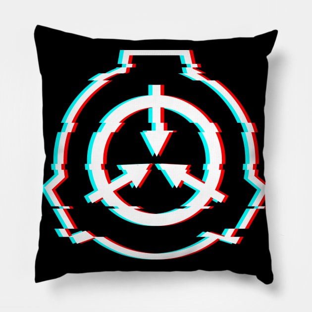 SCP Foundation Logo Emblem Glitch Effect Pillow by Opal Sky Studio