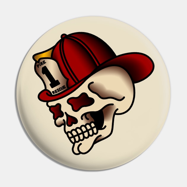 Firefighter Skull Pin by OldSalt