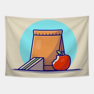 Sandwich With Apple Cartoon Vector Icon Illustration Tapestry