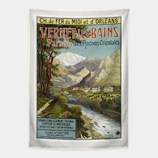 Vernet les Bains Vintage Railroad Poster 1904 Tapestry