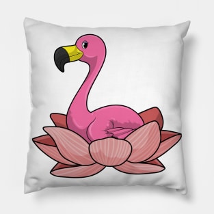 Flamingo with Lotus flower Pillow