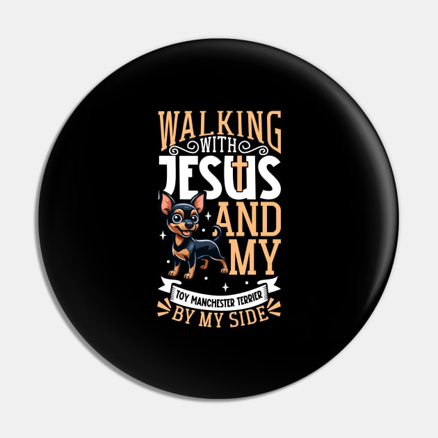 Jesus and dog - Toy Manchester Terrier Pin by Modern Medieval Design