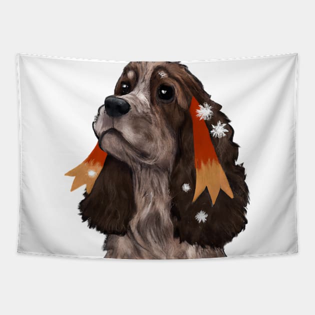 Cute English Cocker Spaniel Drawing Tapestry by Play Zoo